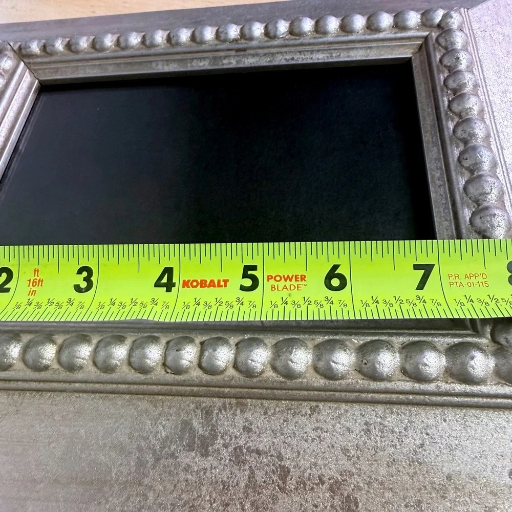 Set of 2 Champagne Silver Picture Frames Ornate Beaded 8x10 and 5x7 Decor